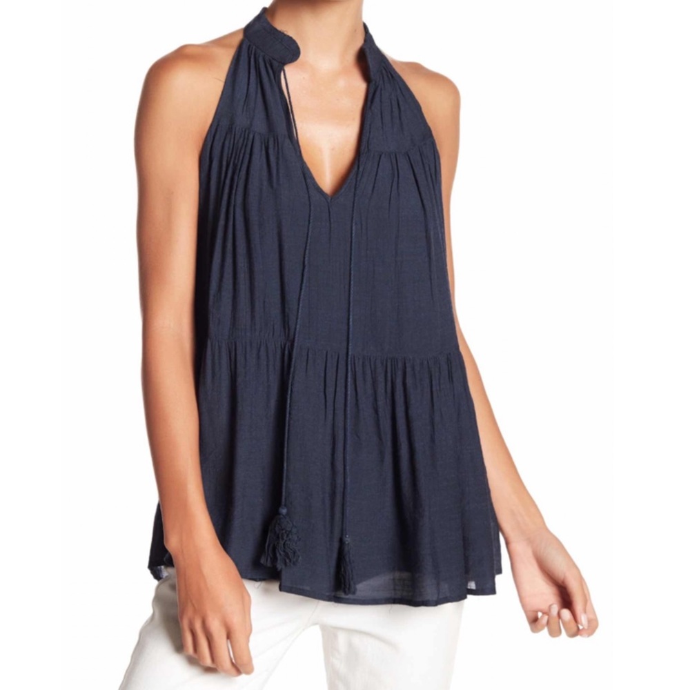 Split-Neck Tank in Navy